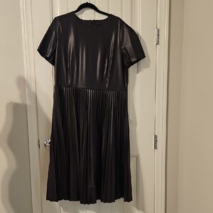 Ann Taylor Brown Faux Leather Midi Dress